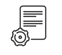 Icon of document with cog wheel